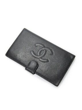 Chanel CC Timeless French Purse Wallet Black Caviar Leather